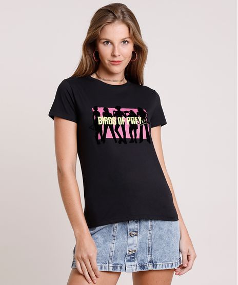 Blusa-Feminina-Arlequina-Aves-de-Rapina-Manga-Curta-Decote-Redondo-Preta-9779158-Preto_1