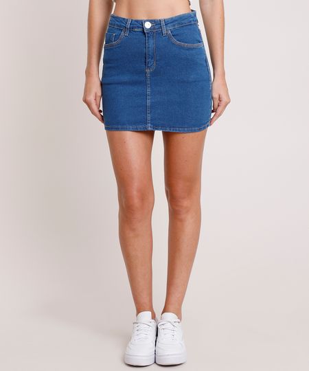 Saia-Jeans-Feminina-Curta-com-Bolsos-Azul-Medio-9865912-Azul_Medio_1