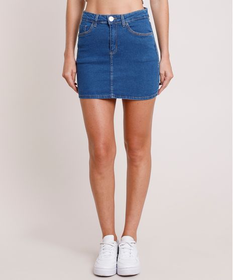 Saia-Jeans-Feminina-Curta-com-Bolsos-Azul-Medio-9865912-Azul_Medio_1