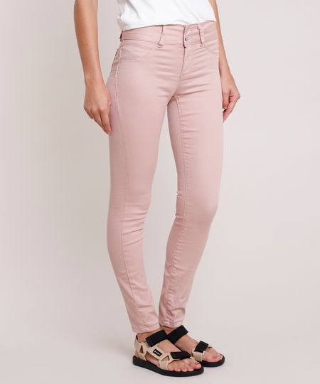 Calca-de-Sarja-Feminina-Super-Skinny-Pull-Up-Cintura-Alta-Rose-9864211-Rose_1