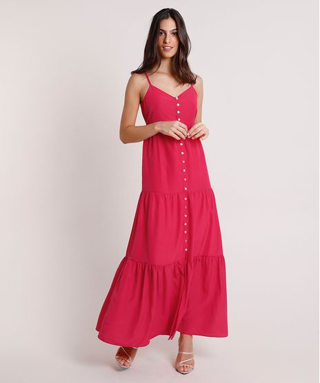 Vestido-Feminino-Mindset-Longo-com-Recortes-e-Botoes-Alca-Fina-Rosa-Escuro-9916533-Rosa_Escuro_1