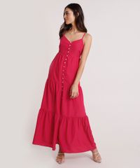 Vestido-Feminino-Mindset-Longo-com-Recortes-e-Botoes-Alca-Fina-Rosa-Escuro-9916533-Rosa_Escuro_3