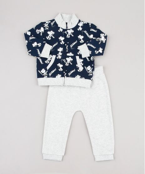 Conjunto-Infantil-Snoopy-de-Blusao-Estampado-Azul-Escuro---Calca-em-Moletom-Felpado-Cinza-Mescla-Claro-9688972-Cinza_Mescla_Claro_1