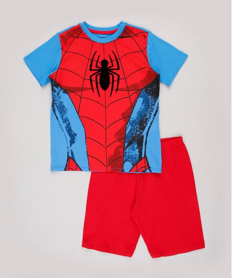 Pijama-Infantil-Homem-Aranha-Manga-Curta-Azul-9844000-Azul_1