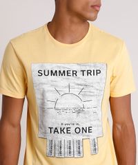 Camiseta-Masculina--Summer-Trip--Manga-Curta-Gola-Careca-Amarela-9725591-Amarelo_4