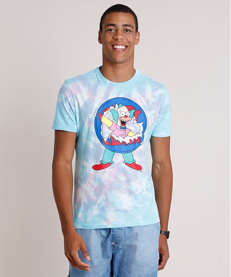 Camiseta-Masculina-Krusty-Os-Simpsons-Estampada-Tie-Dye-Manga-Curta-Gola-Careca-Azul-Claro-9847603-Azul_Claro_1
