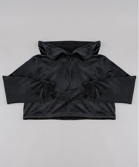 Blusao-Infantil-Cropped-em-Plush-com-Capuz-e-Meio-Ziper-Preto-9785968-Preto_1