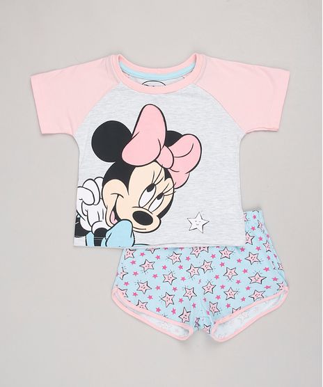 Pijama-Infantil-Minnie-Raglan-Manga-Curta-Cinza-Mescla-Claro-9844004-Cinza_Mescla_Claro_1