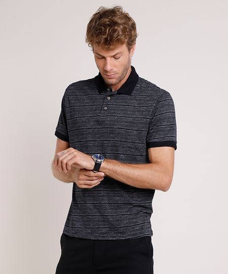 Polo-Masculina-Comfort-Fit-Listrada-Manga-Curta-Preta-9739140-Preto_1
