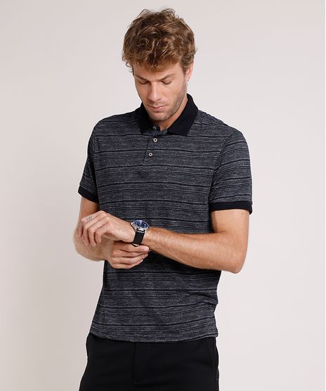 Polo-Masculina-Comfort-Fit-Listrada-Manga-Curta-Preta-9739140-Preto_1