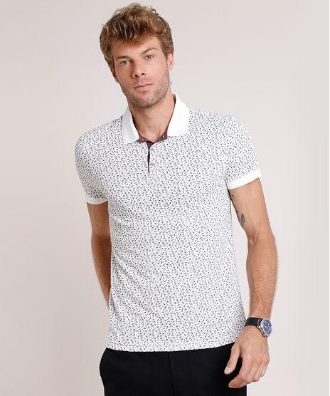 Polo-Masculina-Slim-Fit-Estampada-Mini-Print-Floral-em-Piquet-Manga-Curta-Off-White-9722023-Off_White_1
