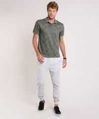 Polo-Masculina-Comfort-Fit-Estampada-de-Folhagem-com-Bolso-Manga-Curta-Verde-9739144-Verde_3