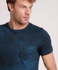 Camiseta-Masculina-Slim-Fit-Estampada-com-Bolso-Manga-Curta-Gola-Careca-Azul-Petroleo-9593439-Azul_Petroleo_4
