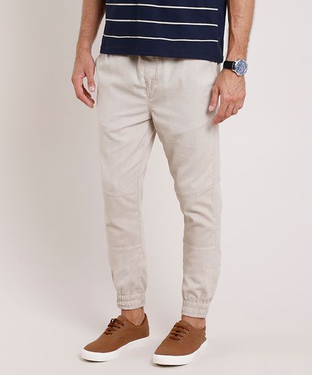 Calca-Masculina-Jogger-com-Linho-Bege-9818700-Bege_1 Calca-Masculina-Jogger-com-Linho-Bege-9818700-Bege_1