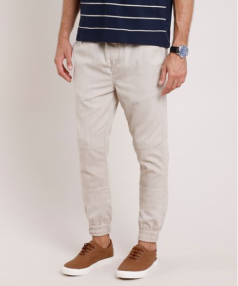 Calca-Masculina-Jogger-com-Linho-Bege-9818700-Bege_1