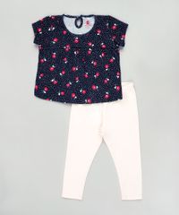 Conjunto-Infantil-de-Blusa-Estampada-Floral-Manga-Curta-Azul-Escuro---Calca-Legging-Rose-9858153-Rose_1
