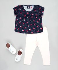 Conjunto-Infantil-de-Blusa-Estampada-Floral-Manga-Curta-Azul-Escuro---Calca-Legging-Rose-9858153-Rose_3