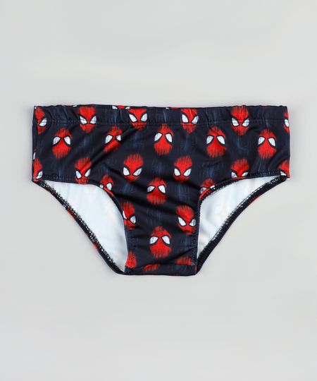 Sunga-Infantil-Slip-Homem-Aranha-Estampada-com-Protecao-UV50--Preta-9867022-Preto_1