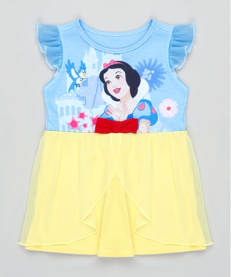 Camisola-Infantil-Branca-de-Neve-com-Tule-Manga-Curta-Azul-Claro-9844001-Azul_Claro_1