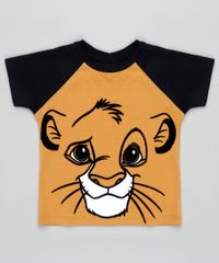 Camiseta-Infantil-Carnaval-Simba-O-Rei-Leao-Raglan-Manga-Curta-Mostarda-9838791-Mostarda_1