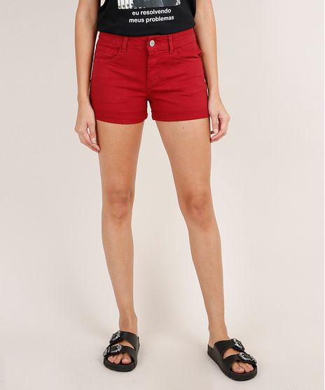 Short-de-Sarja-Feminino-Reto-Cintura-Media-com-Barra-Dobrada-Vermelho-9861690-Vermelho_1