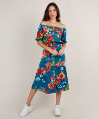 Saia-Feminina-Midi-Estampada-Floral-com-Papagaio-e-Fenda-Azul-Petroleo-9819268-Azul_Petroleo_3