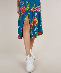 Saia-Feminina-Midi-Estampada-Floral-com-Papagaio-e-Fenda-Azul-Petroleo-9819268-Azul_Petroleo_4