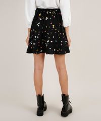 Saia-Feminina-Curta-Transpassada-Estampada-Floral-com-Babado-e-Faixa-para-Amarrar-Preta-9803964-Preto_2