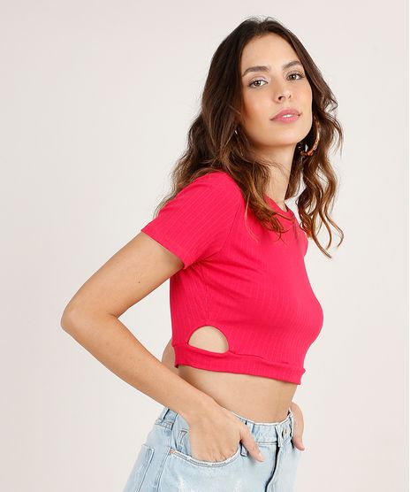 Blusa-Feminina-Cropped-Canelada-com-Vazado-Manga-Curta-Decote-Redondo-Pink-9711585-Pink_1
