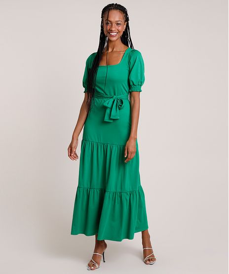 Vestido-Feminino-Mindset-Longo-com-Recortes-e-Faixa-para-Amarrar-Manga-Bufante-Verde-9916547-Verde_1