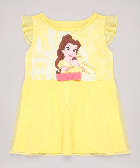 Camisola-Infantil-Bela-com-Tule-Manga-Curta-Amarela-9844002-Amarelo_1