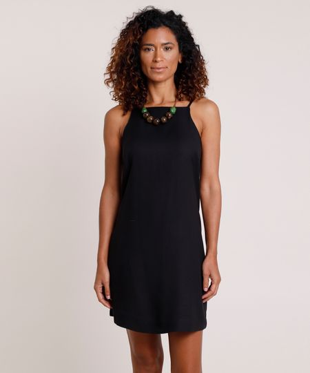 Vestido Feminino Curto Halter Neck Alça Fina Preto - M Menor preço em Vestido Feminino Curto Halter Neck Alça Fina Preto - M