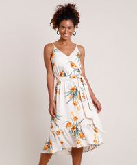 Vestido-Feminino-Midi-Estampado-Floral-com-Transpasse-e-Faixa-para-Amarrar-Alca-Fina-Bege-Claro-9703685-Bege_Claro_1