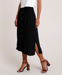 Saia-Feminina-Midi-com-Botoes-e-Faixa-para-Amarrar-Preta-9684571-Preto_1