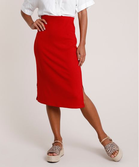Saia-Feminina-Midi-Canelada-com-Fendas-Vermelha-9840832-Vermelho_1