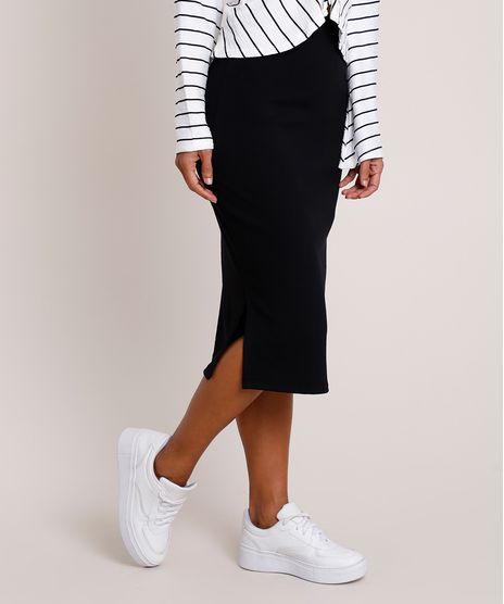 Saia-Feminina-Midi-Canelada-com-Fendas-Preta-9840832-Preto_1