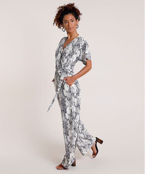 Macacao-Feminino-Transpassado-Estampado-Animal-Print-Cobra-com-Faixa-para-Amarrar-Manga-Curta-Off-White-9771931-Off_White_1