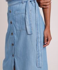 Saia-Jeans-Feminina-Midi-com-Botoes-e-Faixa-para-Amarrar-Azul-Claro-9887389-Azul_Claro_4
