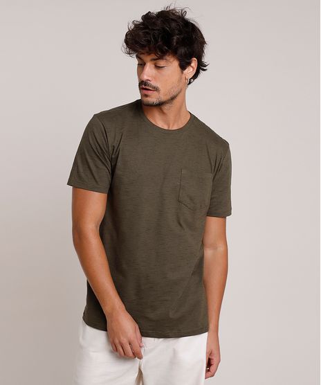 Camiseta-Masculina-Basica-com-Bolso-Manga-Curta-Gola-Careca-Verde-Militar-9421866-Verde_Militar_1
