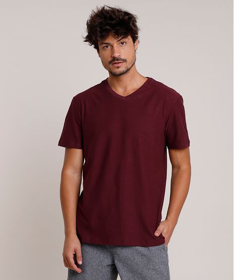 Camiseta-Masculina-Basica-Flame-Manga-Curta-Gola-V-Vinho-9595137-Vinho_1