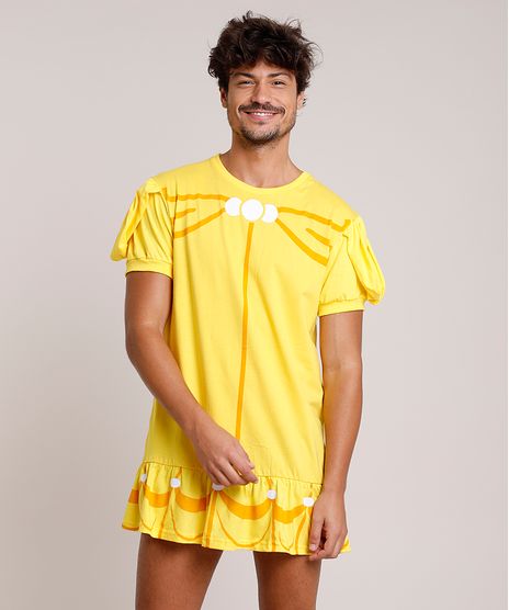 Camiseta-Masculina-Carnaval-Vestido-Bela-Manga-Curta-Amarela-9871324-Amarelo_1