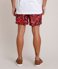 Short-Masculino-Estampado-de-Folhagem-com-Bolsos-e-Cordao-Vermelho-9788129-Vermelho_4