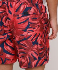 Short-Masculino-Estampado-de-Folhagem-com-Bolsos-e-Cordao-Vermelho-9788129-Vermelho_5