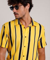 Camisa-Masculina-Tradicional-Listrada-Manga-Curta-Mostarda-9863311-Mostarda_4