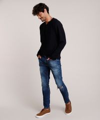 Bata-Masculina-em-Moletom-Flame-com-Amarracao-Manga-Longa-Gola-V-Preta-9847566-Preto_3