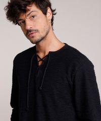 Bata-Masculina-em-Moletom-Flame-com-Amarracao-Manga-Longa-Gola-V-Preta-9847566-Preto_4