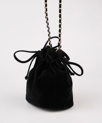 Bolsa-Feminina-Bucket-Transversal-Pequena-em-Veludo-com-Corrente-Preto-9484067-Preto_4