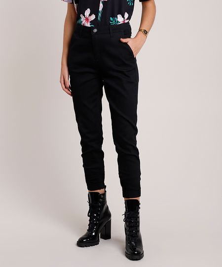 Calca-de-Sarja-Feminina-Sawary-Jogger-Cintura-Alta-Preta-9941565-Preto_1