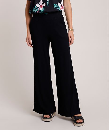 Calca-Feminina-Basica-Pantalona-Canelada-com-Bolsos-Preta-9880628-Preto_1