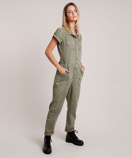 Macacao-de-Sarja-Feminino-com-Bolsos-Manga-Curta-Verde-Militar-9758585-Verde_Militar_1 Macacao-de-Sarja-Feminino-com-Bolsos-Manga-Curta-Verde-Militar-9758585-Verde_Militar_1